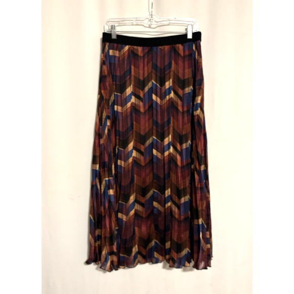 Ba&sh Skirt Large Aline Pleated Brown Midi Lined Fall Boho Paolo - Picture 1 of 12